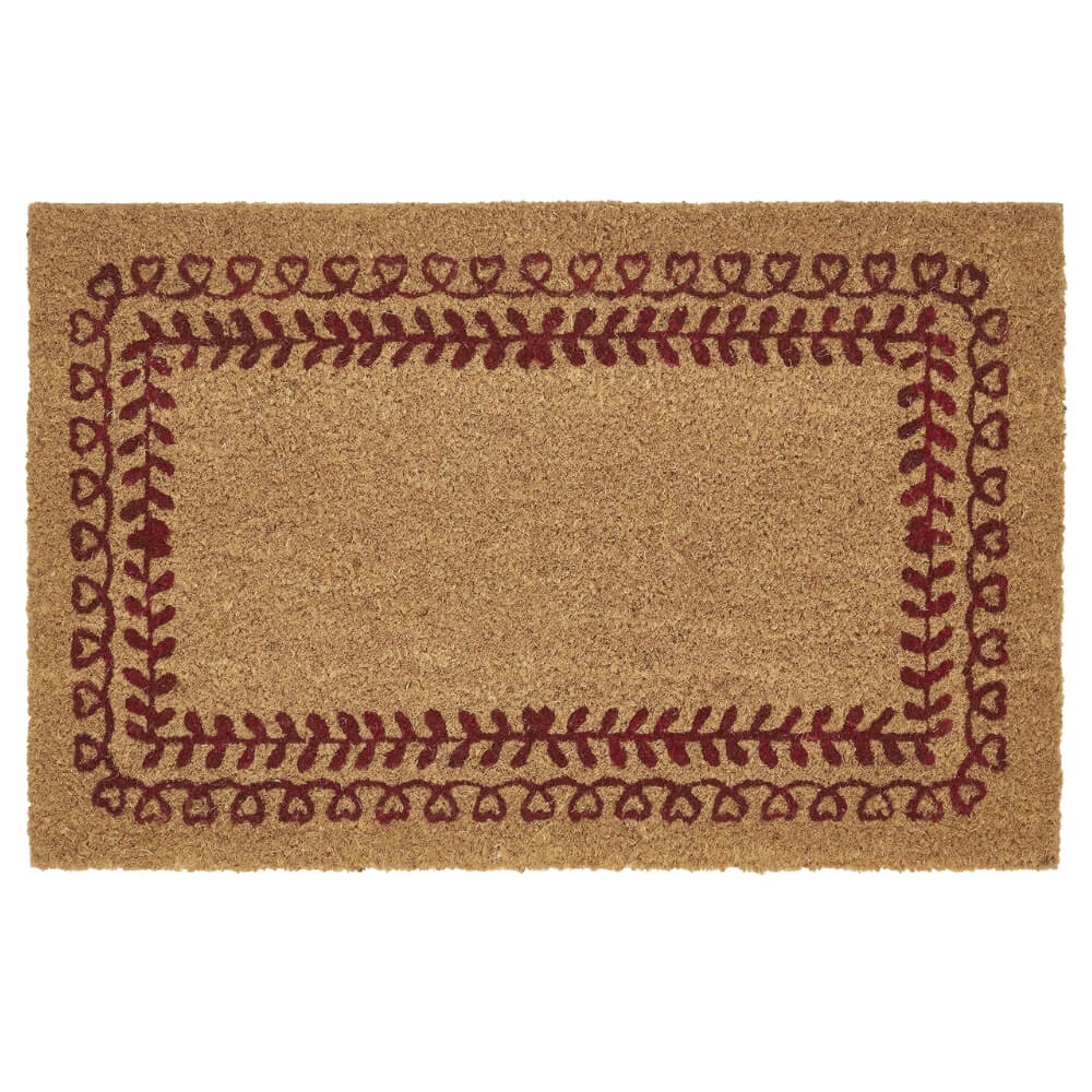 Valentine's Day Outdoor Red Heart Scribbles Faux Coir Doormat