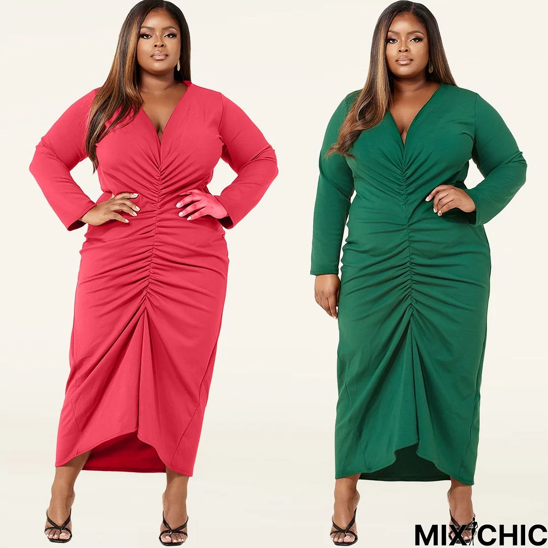 Fashionable Pros And Cons, Solid Color Plus Size Dress