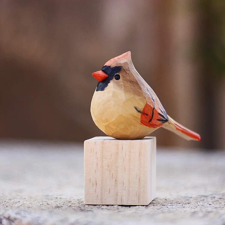 Handmade Northern Cardinal Wooden Figurine