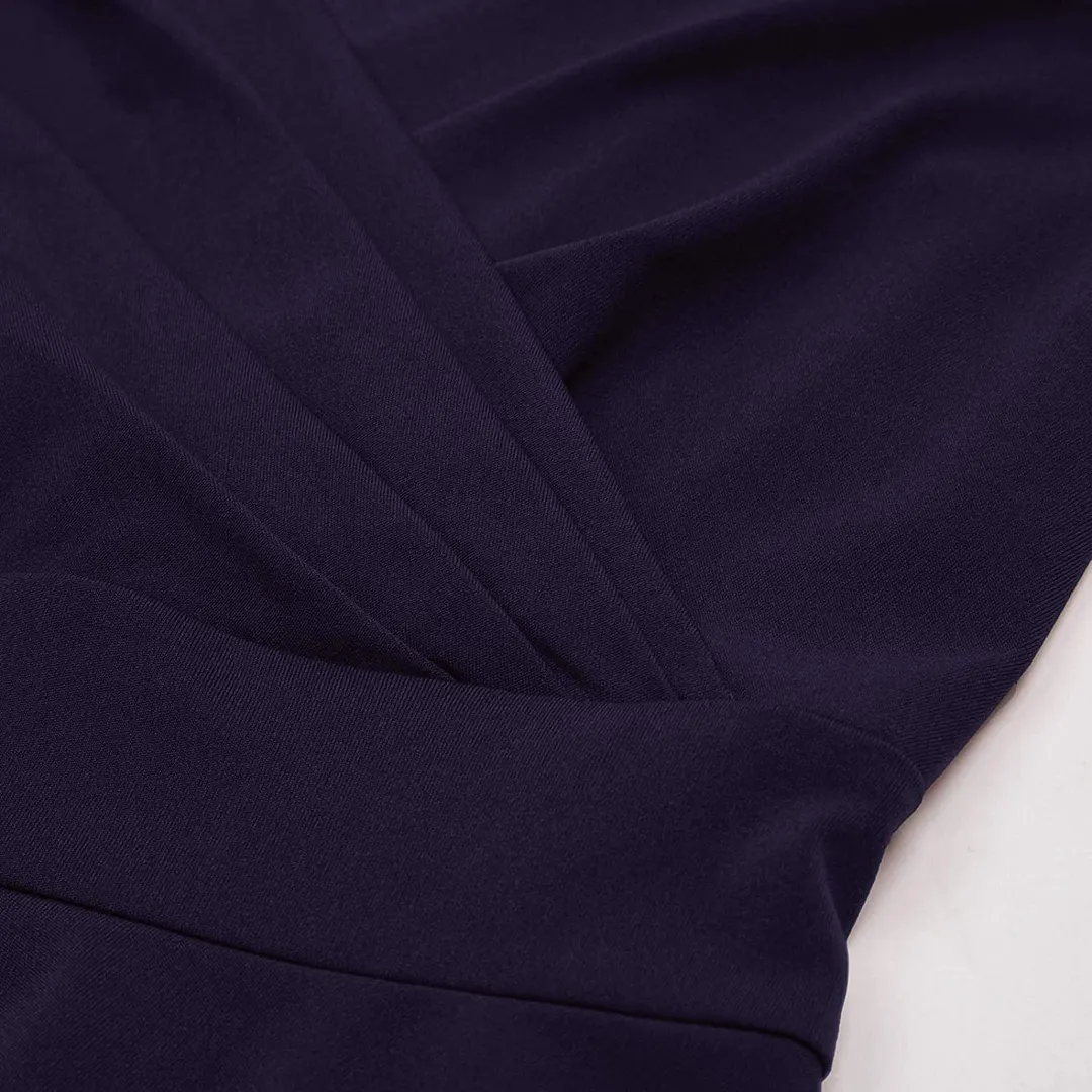 Sleeveless Wrap V-Neck A-line Bridesmaid Cocktail Party Dress for Women
