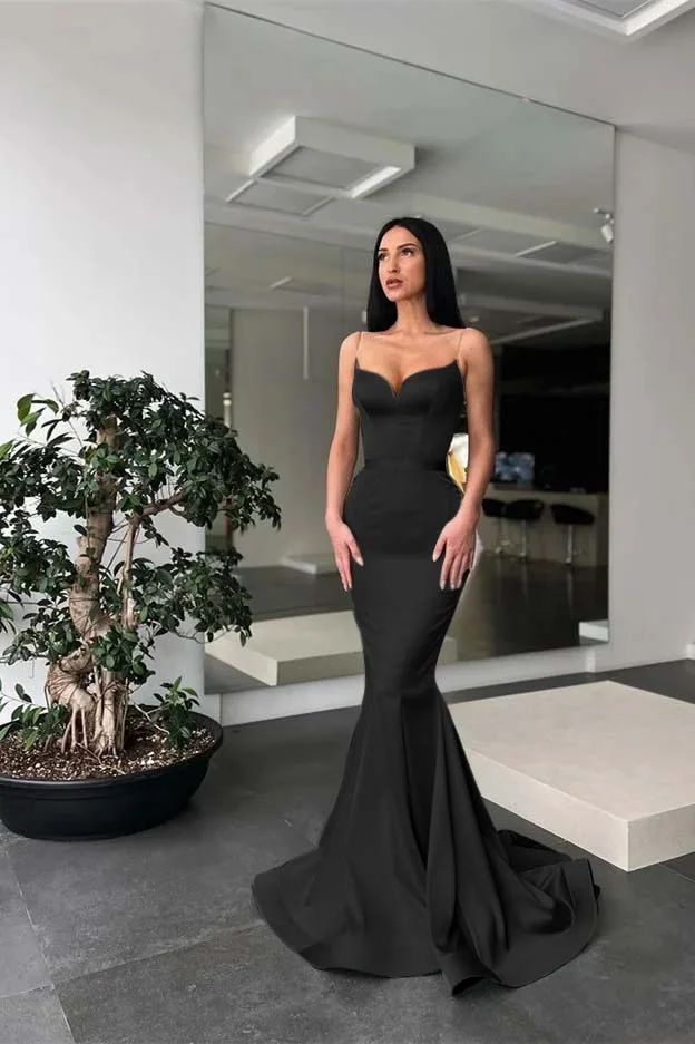 Daisda Long Mermaid Prom Dress Spaghetti-Straps