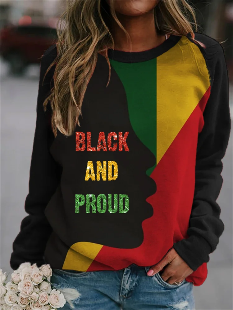 Vefave Black And Proud Colorblock Sweatshirt