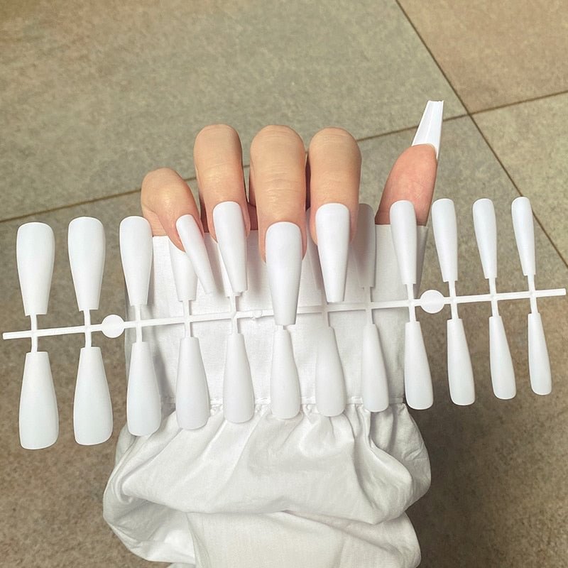 Solid Color Matte Super Long Coffin False Nails Ballet Press on Nails Tips for Nails Art Artificial Fingernails Fake Tools