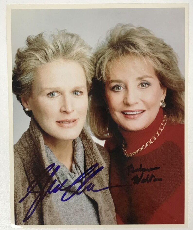 Glenn Close & Barbara Walters Signed Autographed Glossy 8x10 Photo Poster painting - COA Matching Holograms