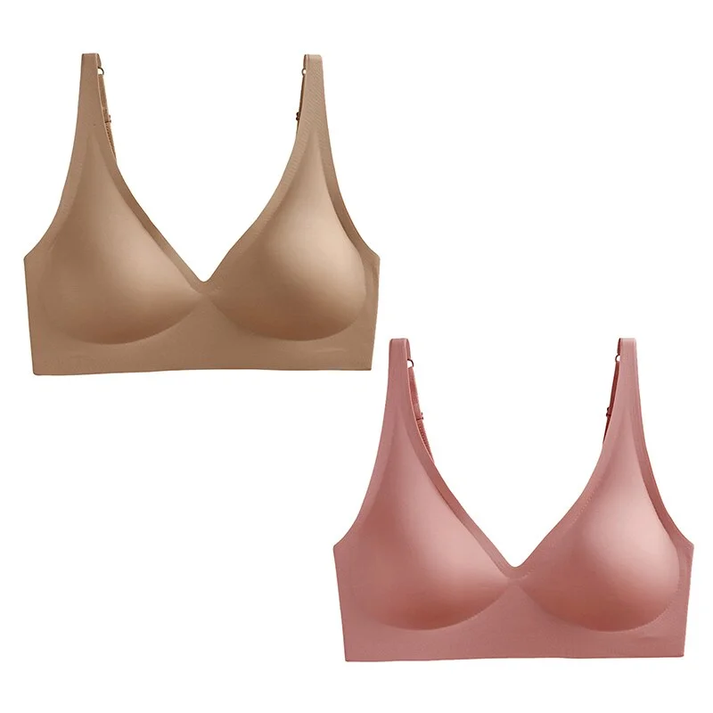 Billionm 2PCS Plus Size Sexy Seamless Bras For Women Wire Free Underwear BH Push Up Bralette With Pad Vest Top Soft Bra Brassiere Lingeri
