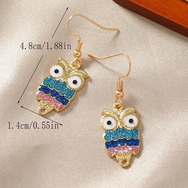 1 Pair Shiny Owl Alloy Gold Plated Drop Earrings