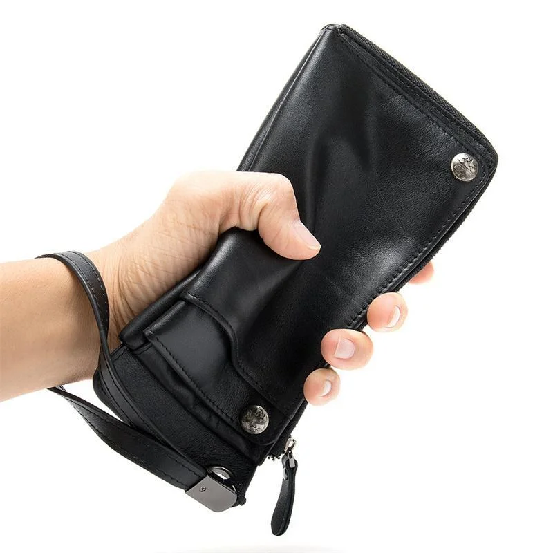 Men's  Zipper Design Simple Style Leather Wallet