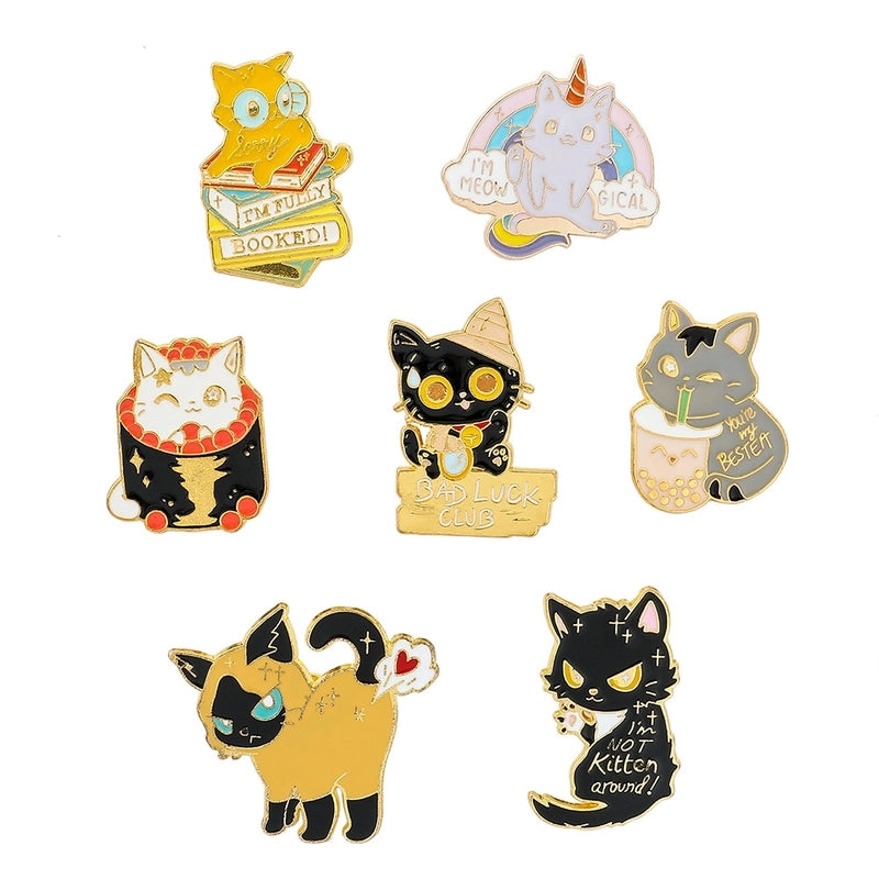 Cute Pin Cat Alloy Enamel Unisex Brooches