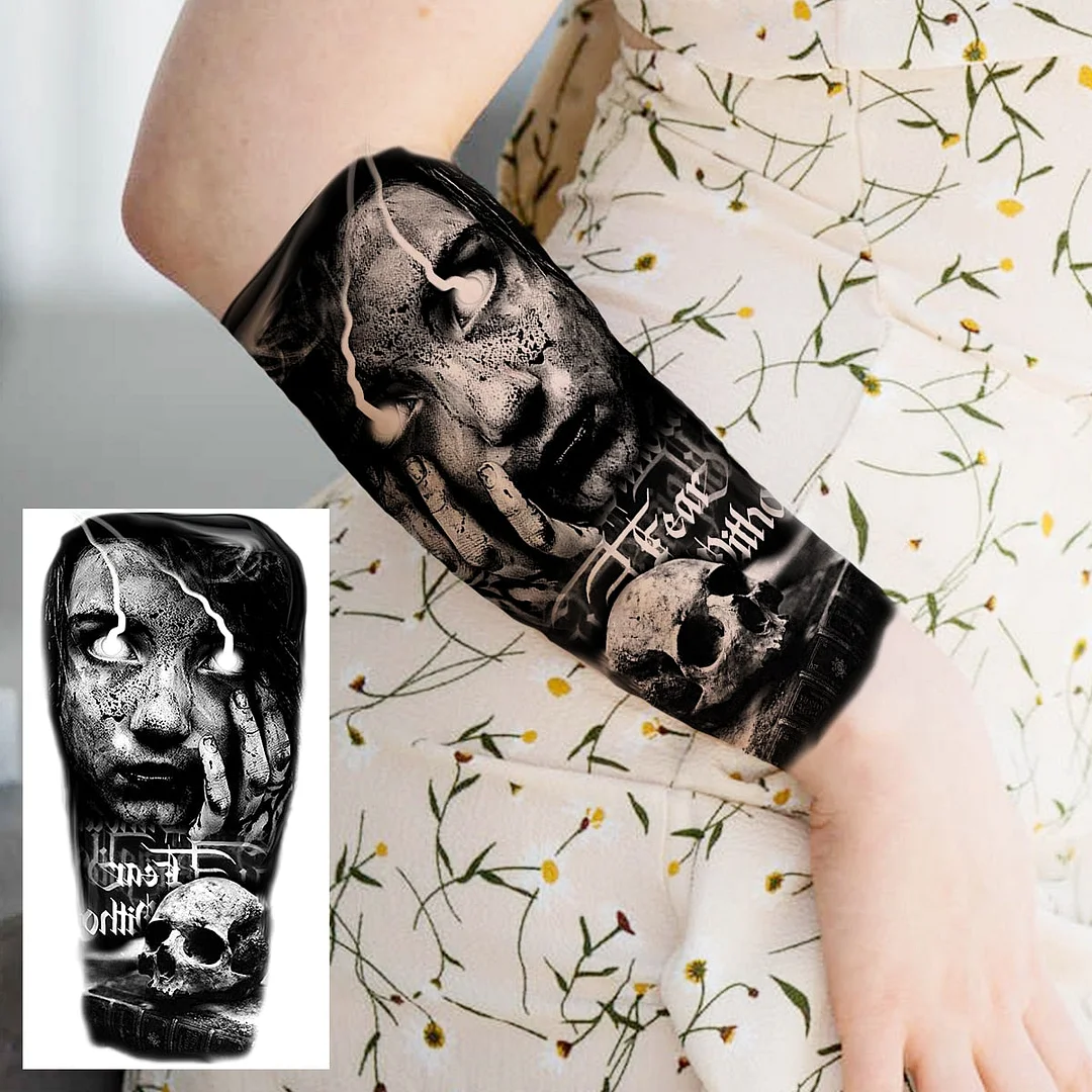 Praying Lion Cross Temporary Tattoos For Men Women Clown Wolf Tiger Flower Compass Fake Tattoo Sticker Forearm Waterproof Tatoos