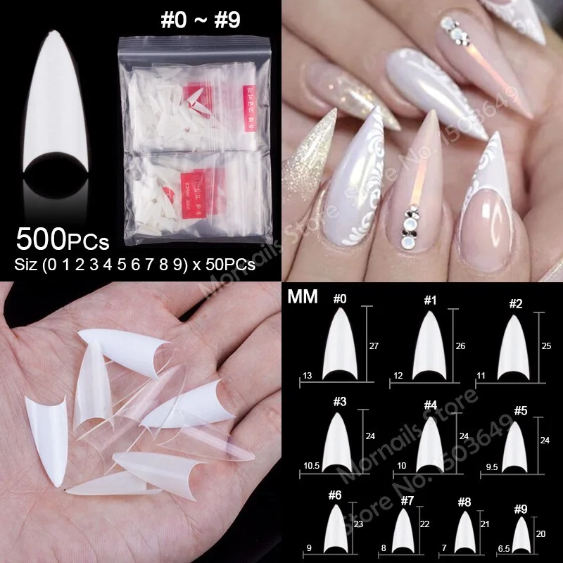 500 Pieces Of Ballerina Stiletto Coffin Rounded Square False Nail Tips Manicure Fake Nail Tips Long False Nails Short Nail Tips-Nail Inspo