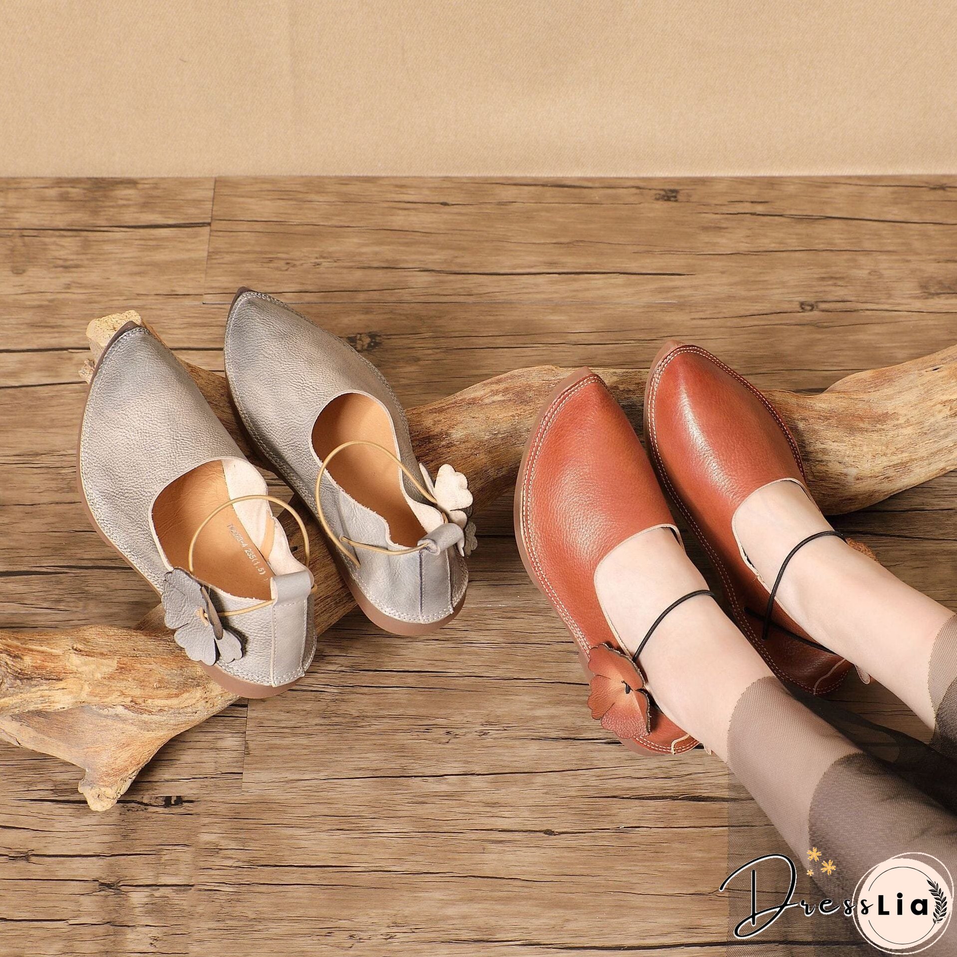 Spring Retro Leather Pointed Toe Casual Shoes