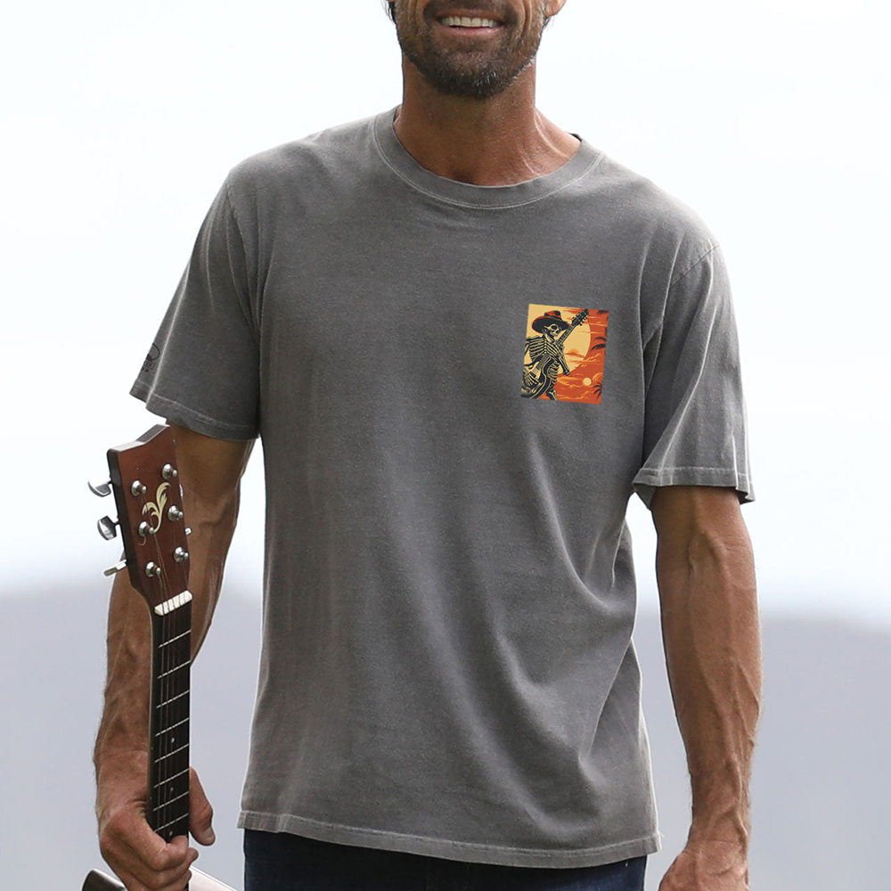  Skeleton Guitarist Graphic T-Shirt for Music Lovers