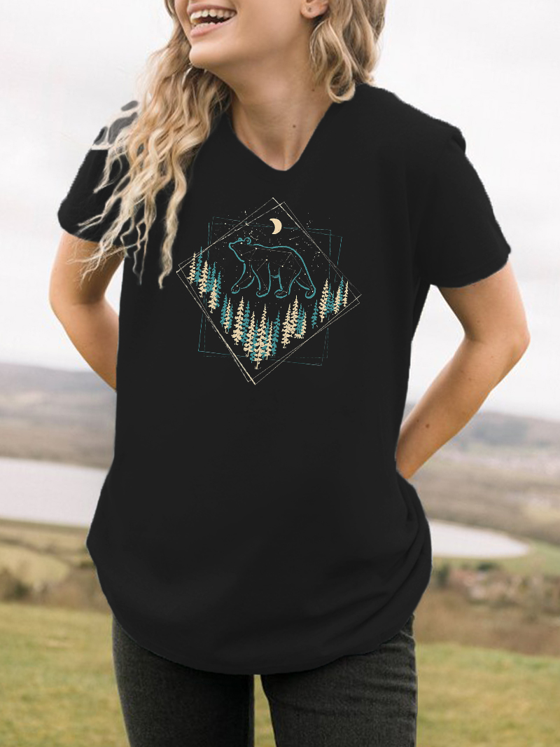 Forest Bear Printed Stylish T-Shirt