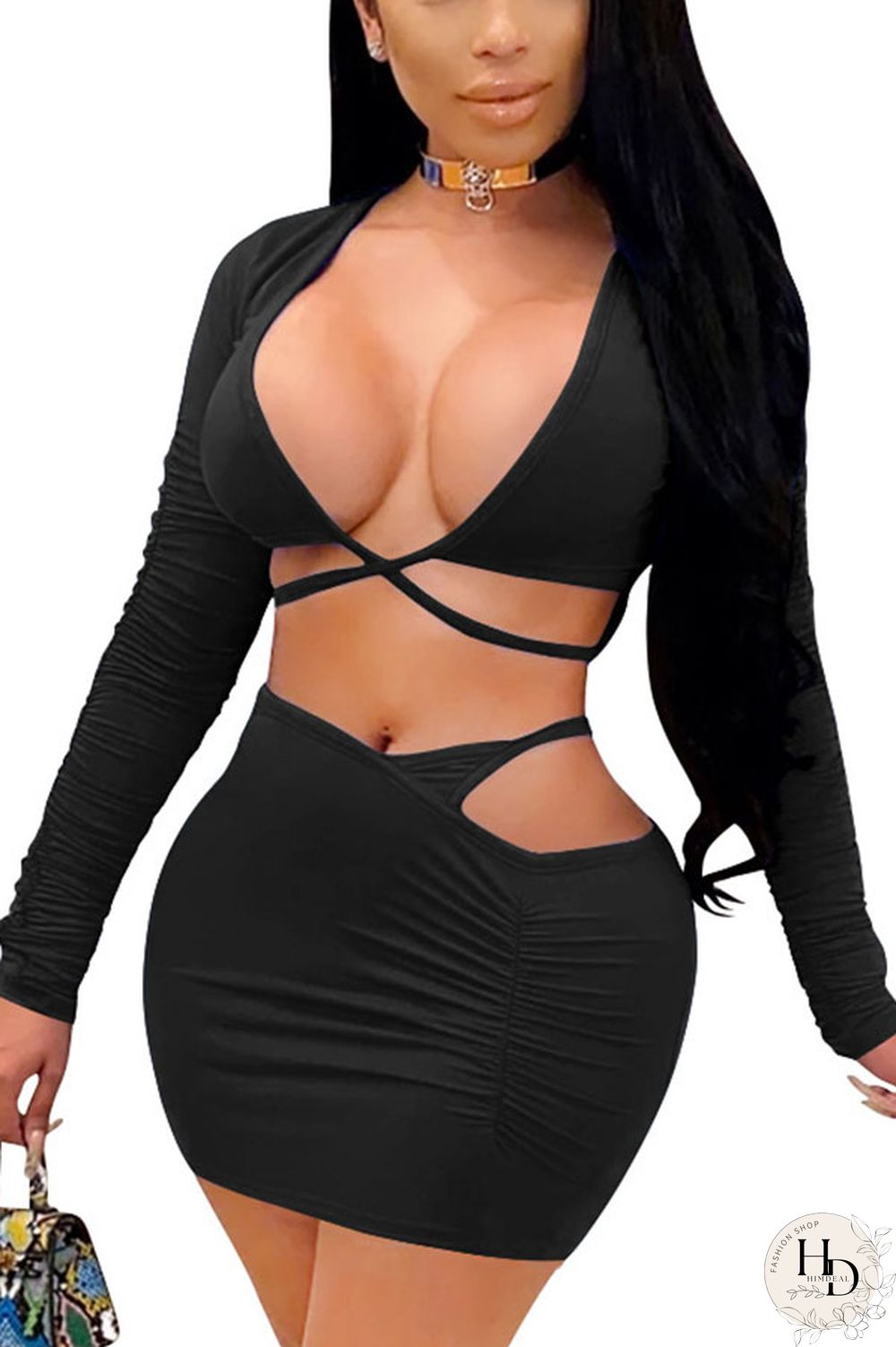 Yellow Sexy Solid Split Joint V Neck Short Two Pieces