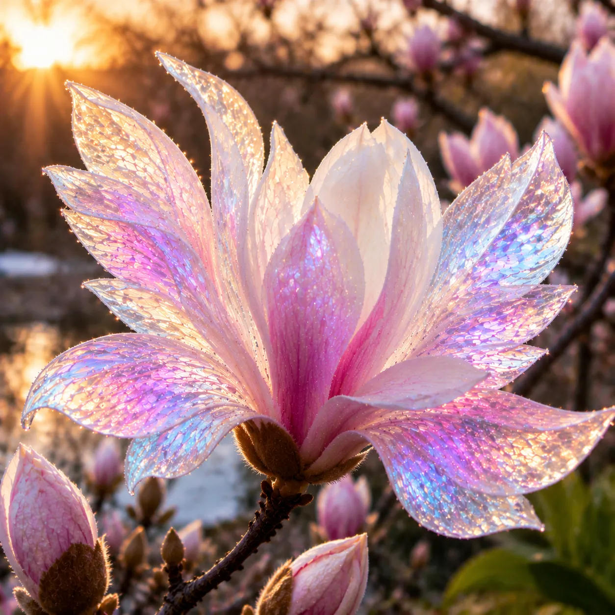 Elegant Crystal Magnolia garden display