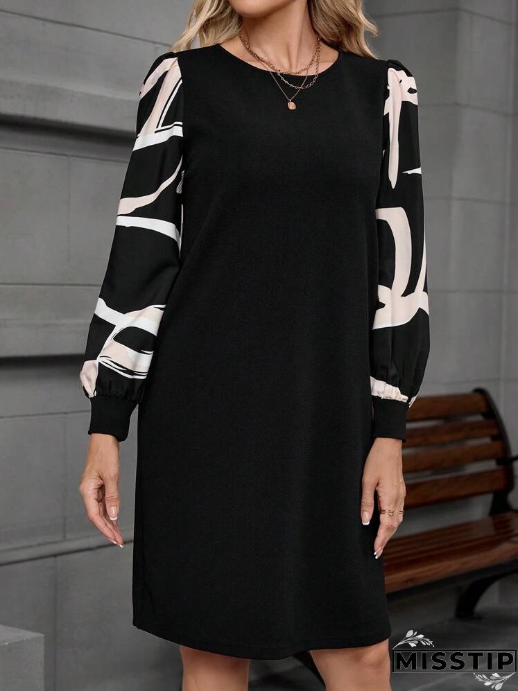 Women's Graphic Print Long Sleeve Mini Dress