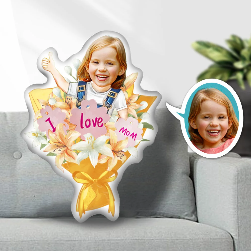 Custom Photo Face Pillow, Mother's Day Flower Face Pillow, Face Picture Pillow Doll Face Body Pillow Personalized Doll