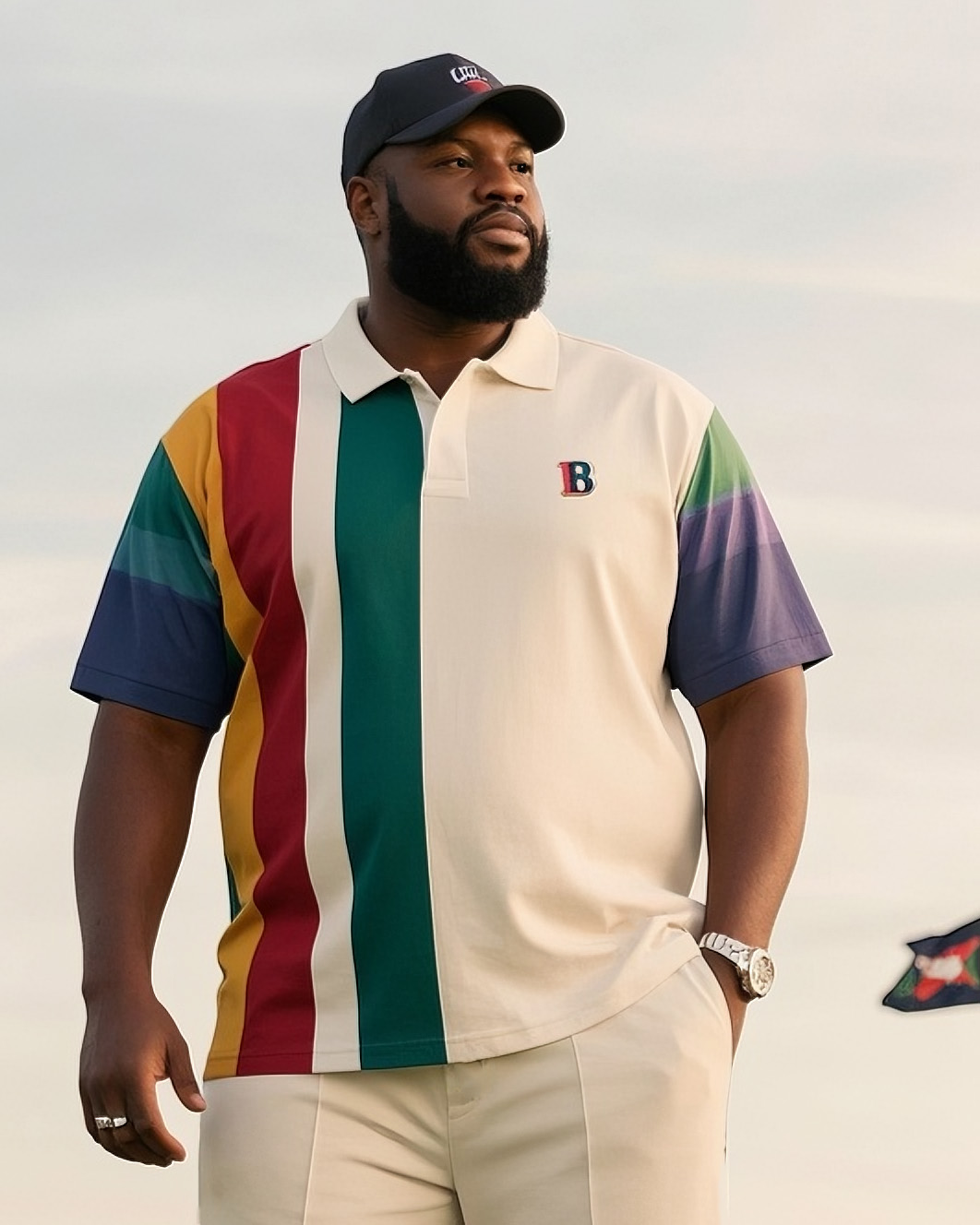 Plus Size Boy's Color Block Polo Shirt