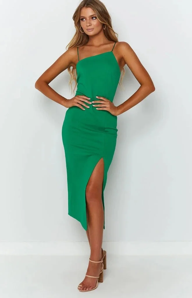 Slim Fit One Shoulder Sling Maxi Dress
