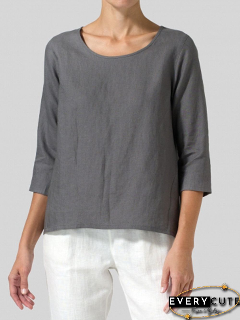 Women Casual 3/4 Sleeve Loose Tops Blouse Shirt