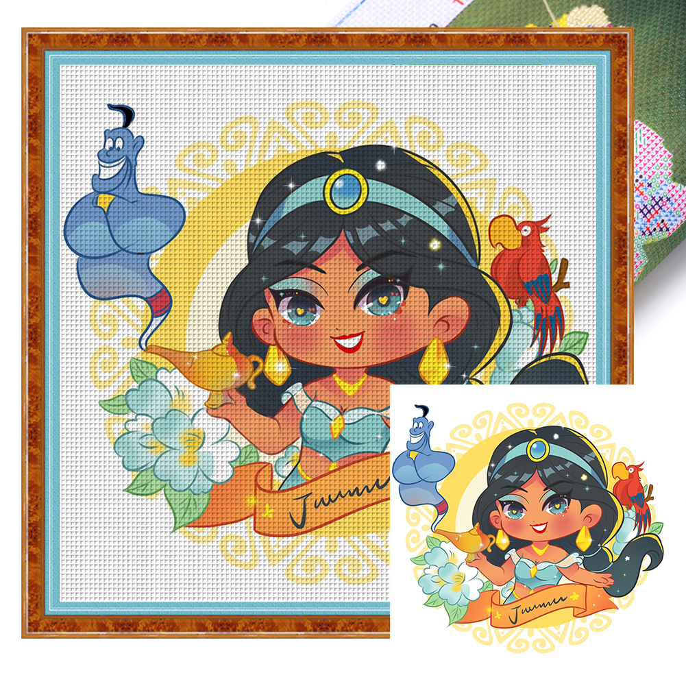 Disney-Princess Jasmine Full 9CT Pre-stamped Canvas(50*50cm) Cross Stitch