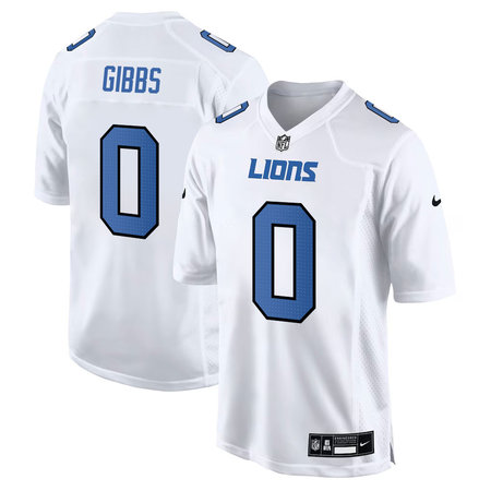 Youth Detroit Lions #0 Jahmyr Gibbs Tundra White Fashion Game Jersey