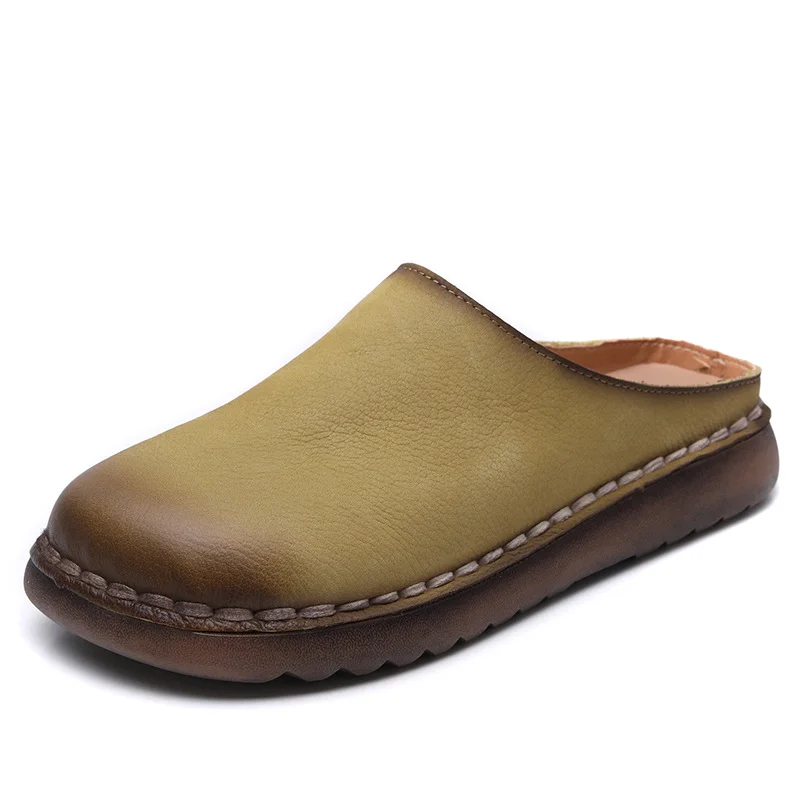 Yyvonne Time 99] Head-Level Cowhers Women Retro Handmade New Comfortable Flat Base Soft Base Birken Sandals