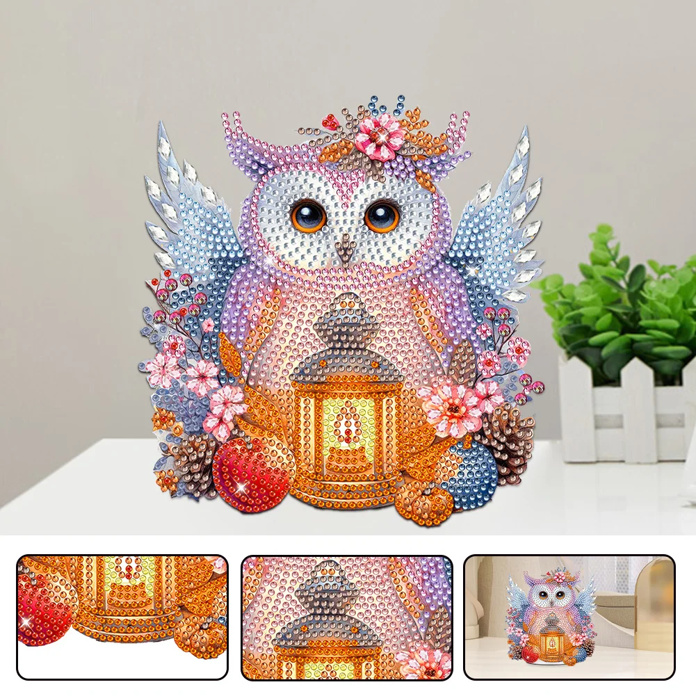 DIY Lamp Owl Acrylic Shaking Head Cute Christmas Desktop Diamond Art Kits