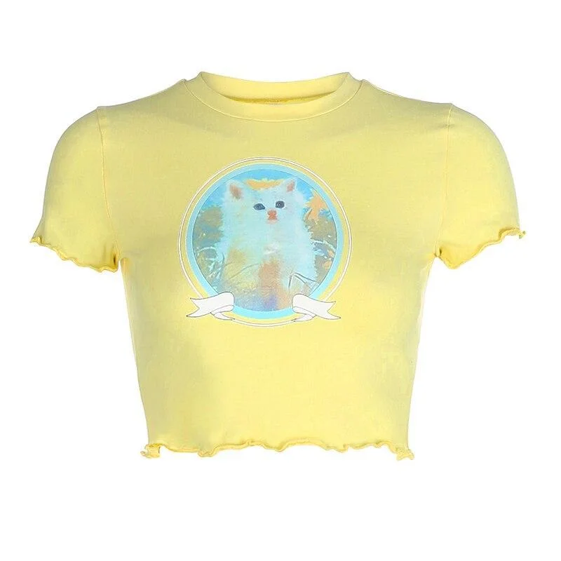 CUTE KITTY CROPPED TEE August Lemonade August Lemonade