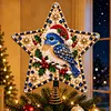 DIY Diamond Painting Wooden Christmas Tree Topper Star With Light, Double Side Drills,Holiday Tree Top Decoration with Spring Base, Removable Tabletop Christmas Decor