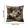 Cat Reading Time-Stamped Cross Stitch Pillow Cover Kit 11CT 3-Strand DIY Embroidery 45x45cm with Zipper tapestrymarket