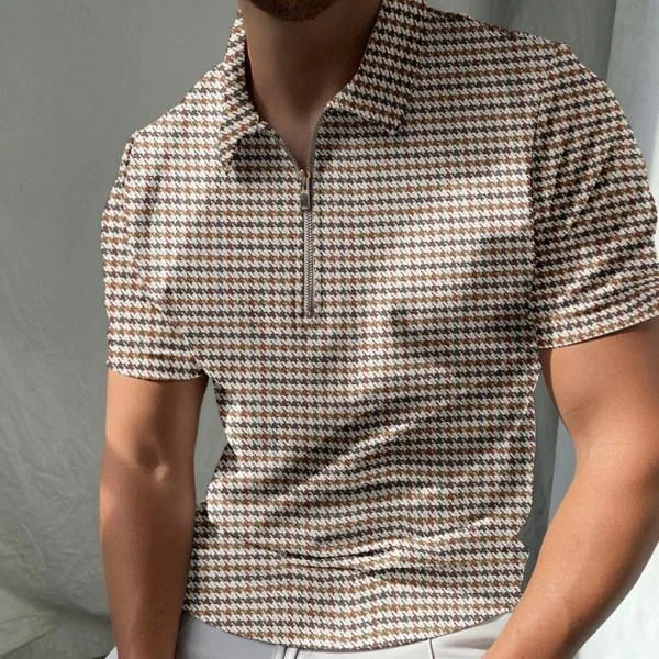 Men's Polo Plaid Short Sleeve
