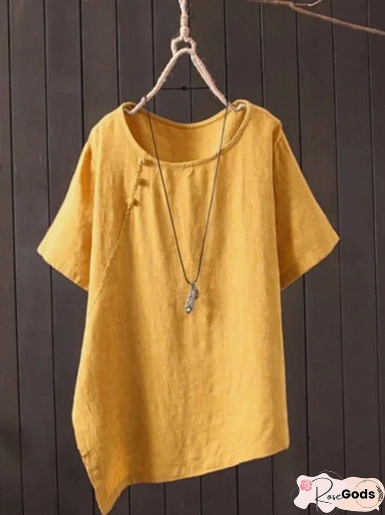 Casual Short Sleeve Round Neck Top