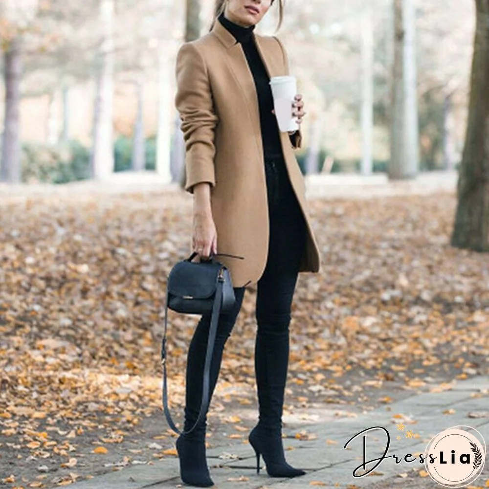 Fashion Women Autumn Winter Long Sleeve Coat Loose Warm Lightweight Jackets Casual Solid Color Parka Cardigans