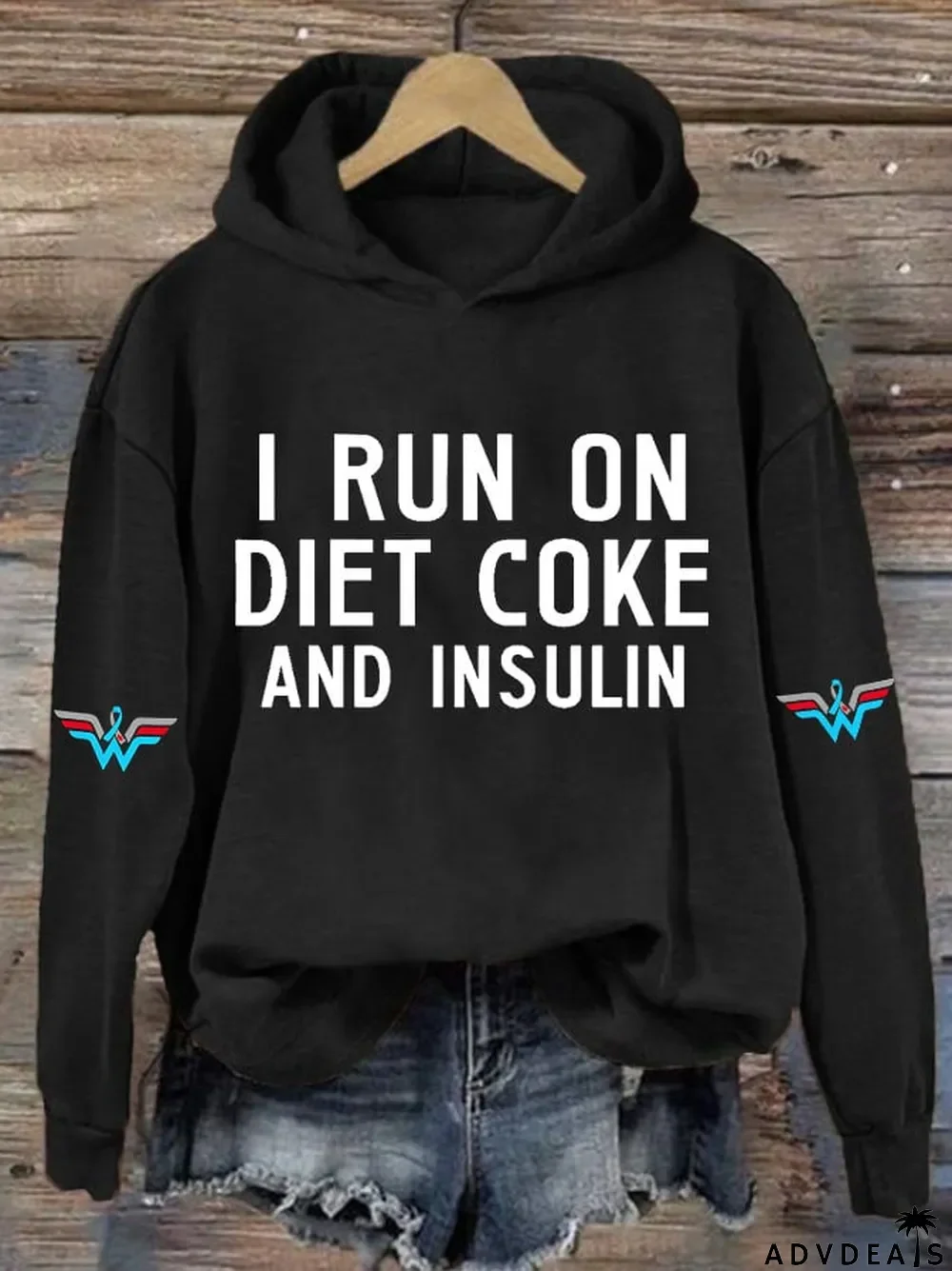 Women's Casual I Run On Diet Coke And Insulin Printed Hooded Sweatshirt