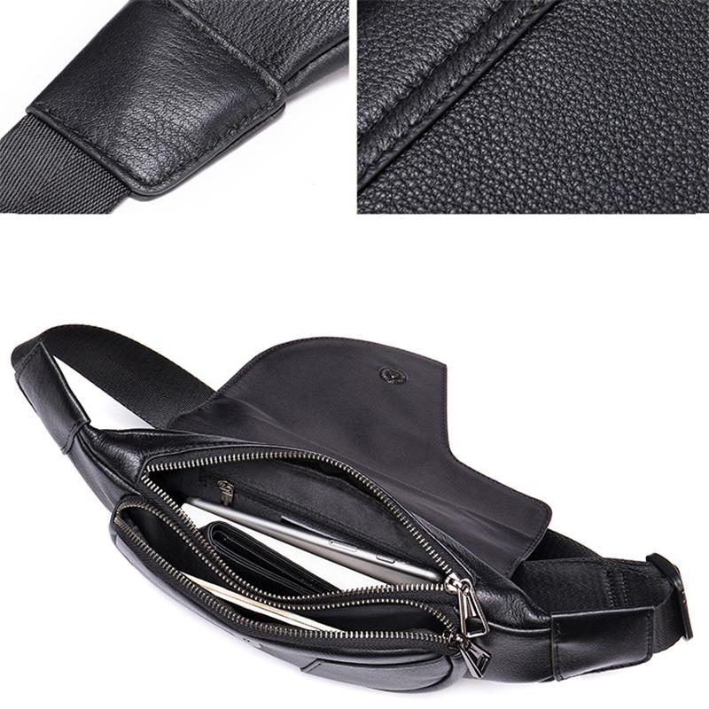 Men's High Quality Crossbody Bag Retro Leather Adjustable Shoulder Strap Waist Bag