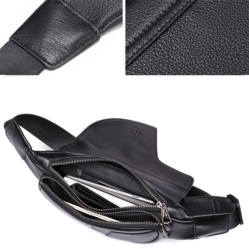 Men's High Quality Crossbody Bag Retro Leather Adjustable Shoulder Strap Waist Bag