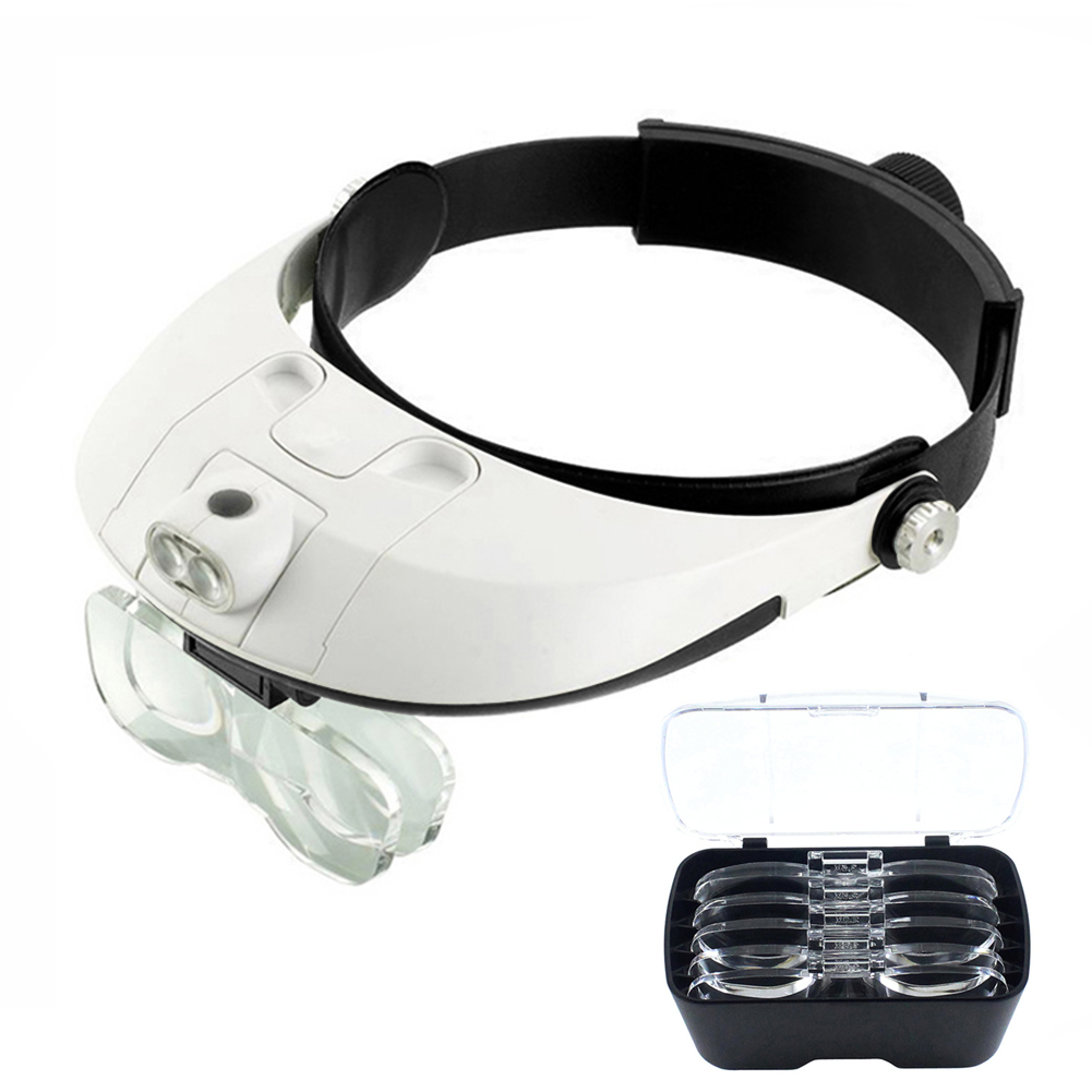 

Adjustable 5 Lens Loupe LED Headband Magnifier for Watch Repair Reading, 501 Original