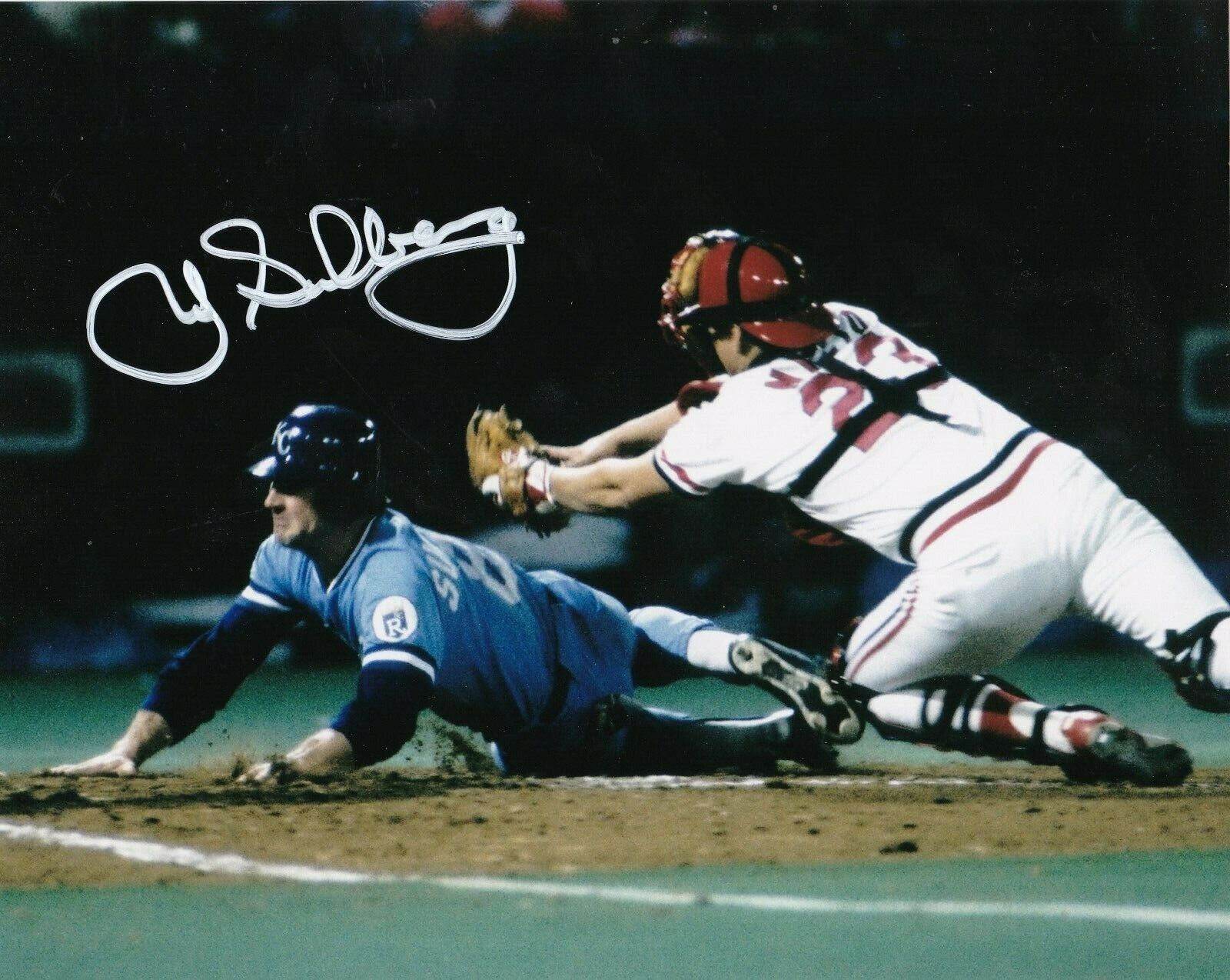 JIM SUNDBERG KANSAS CITY ROYALS ACTION SIGNED 8x10