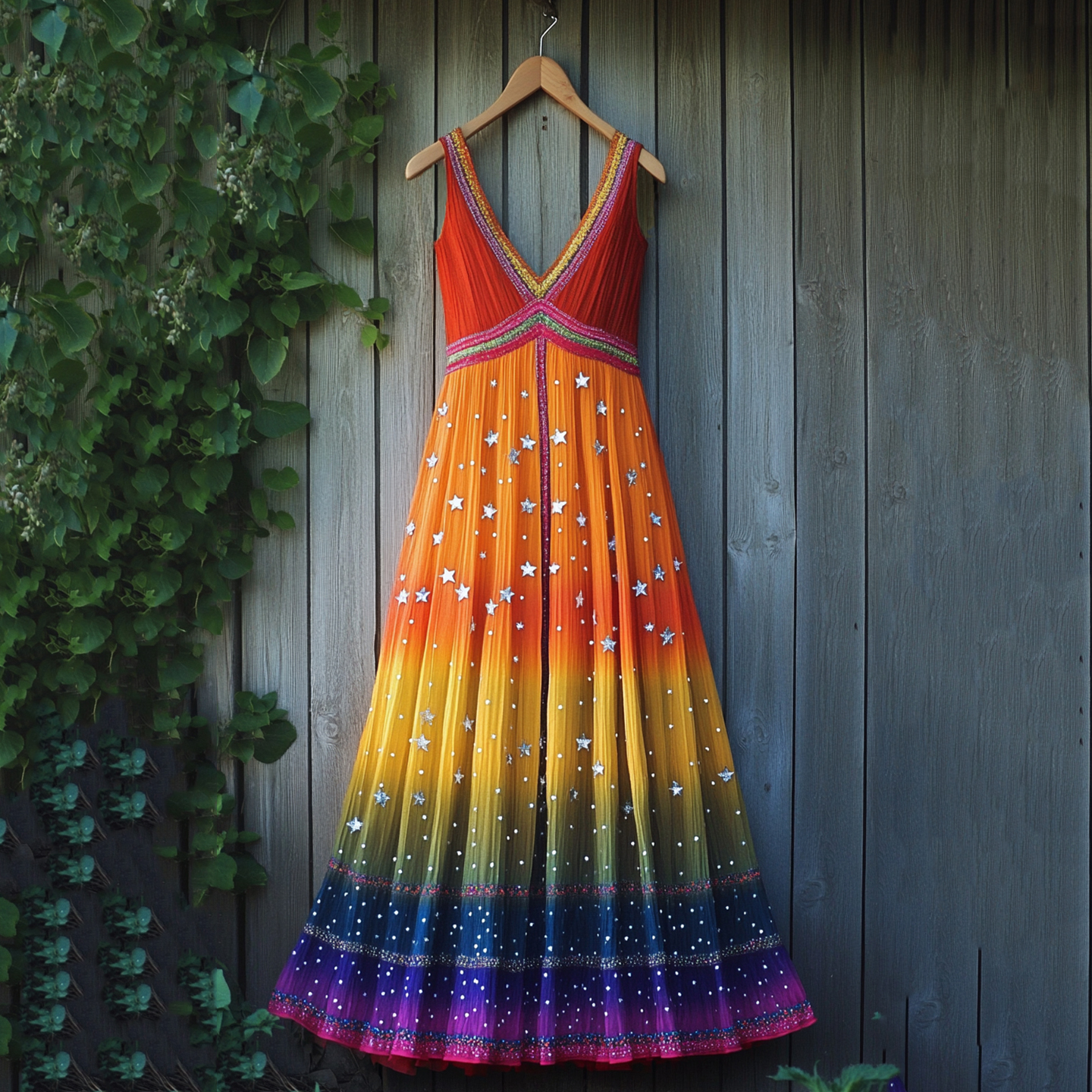 Comstylish Pride Month Lgbt Rainbow Stars Comfort Contrast Color Art Print Long Dress