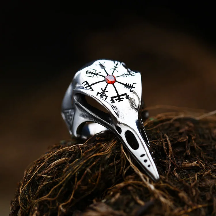 Coutureaura Raven Skull Inlaid Zircon Ring