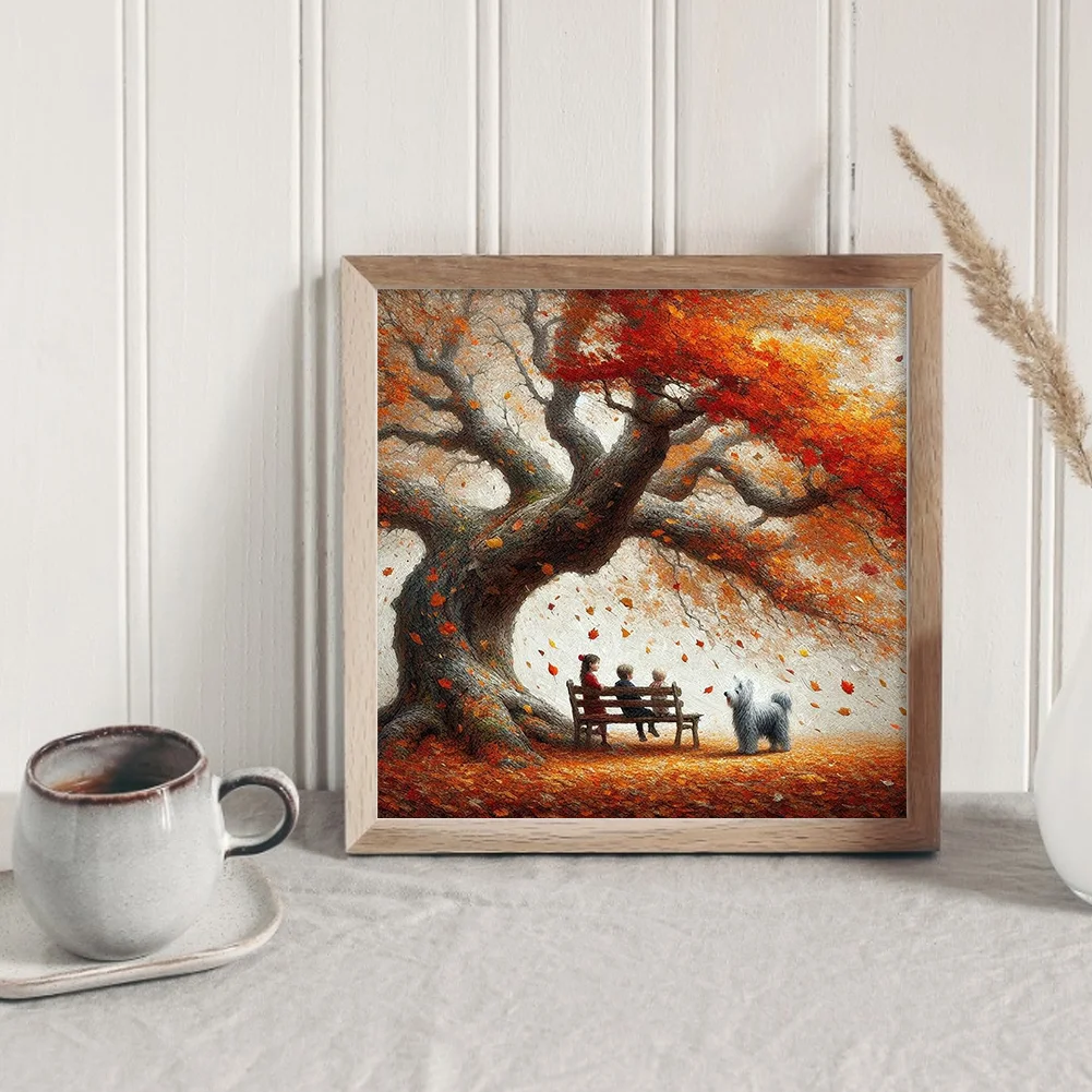 Diamond Painting - Full Round Drill - Autumn Tree Dog(Canvas|40*40cm)