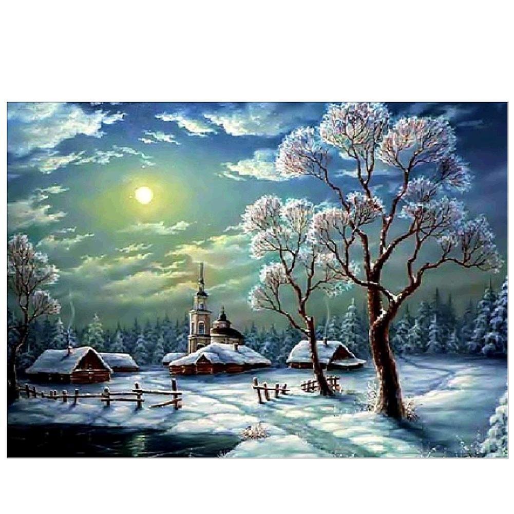 Full Round Diamond Painting Snow Landscape (40*30cm)
