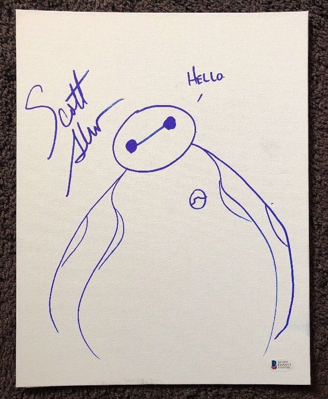 SCOTT ADSIT Signed Autographed Big Hero 6 Baymax 11x14 canvas sketch Beckett 1