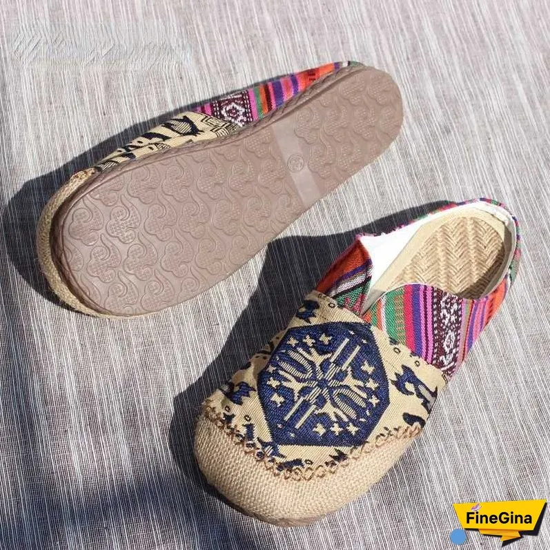 Lazy Shoes, Handmade Shoes, Cloth Shoes, Ethnic Style Beef Tendon Bottom Couple Style Linen Women's Slippers