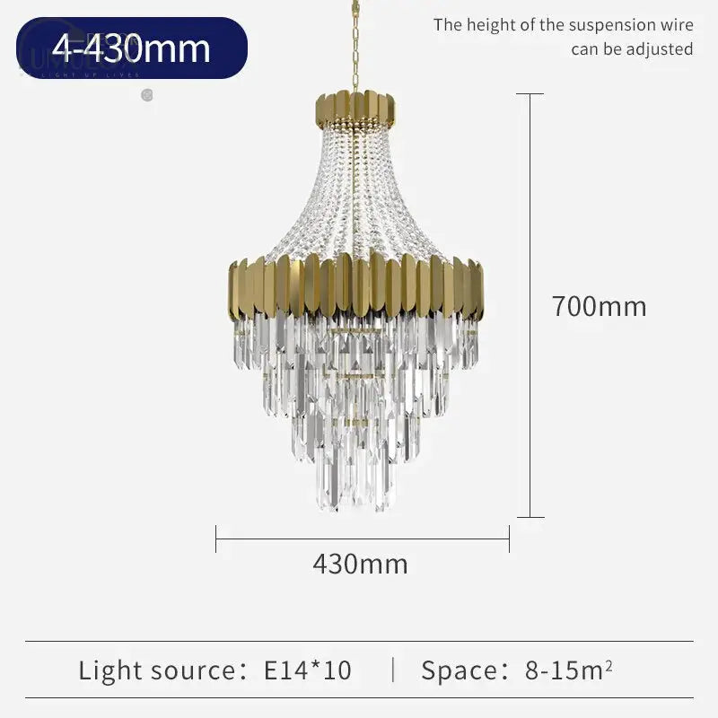 Avah - Gold Large Crystal Chandelier 43Cm / Warm White