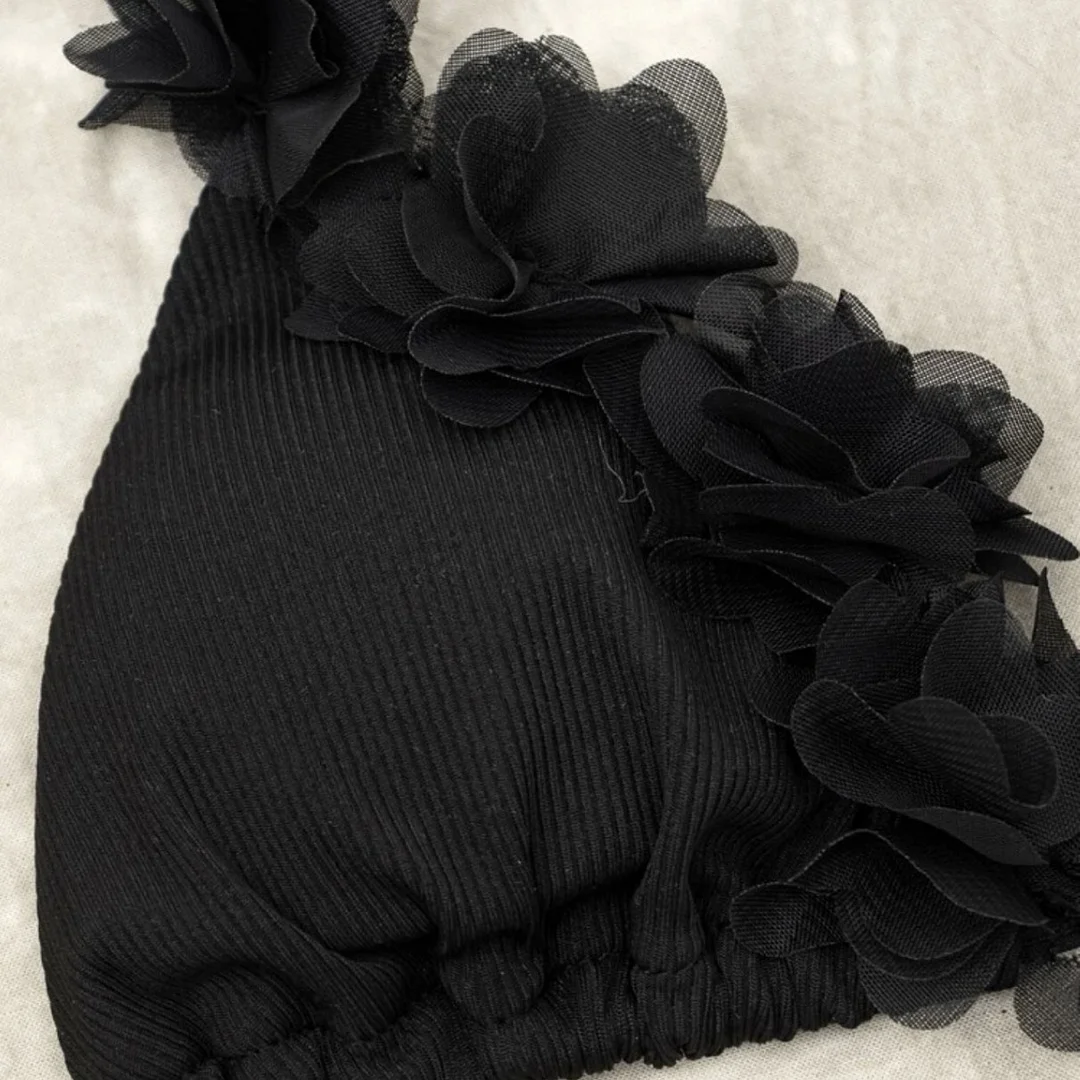 Uveng 2022 New Embroidery Pit Terms Solid Colored Swimsuit Bikini