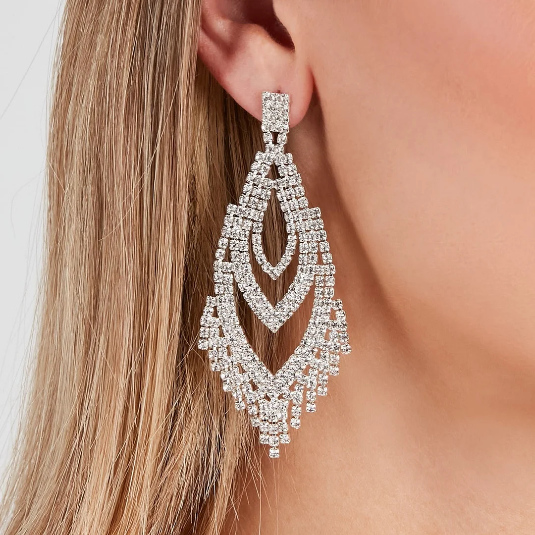 Head-Turning Fringe Evening Prom Earrings-VESSFUL