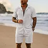 Men's Wavy-Pattern Casual Short-Sleeve Shirt And Shorts Set by Inlyline