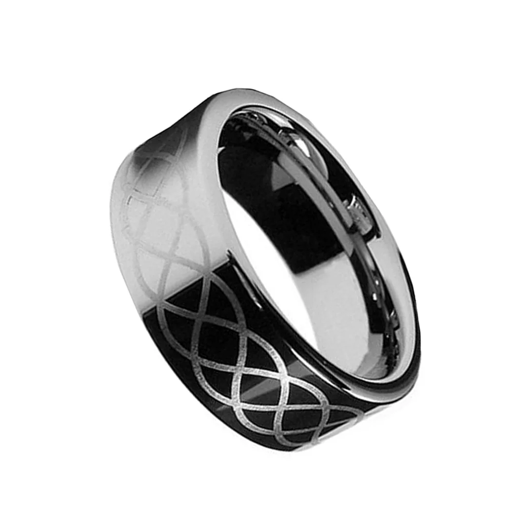 6MM 8MM Couple Silver Tungsten Carbide High Polished Laser Celtic Knot Wedding Bands
